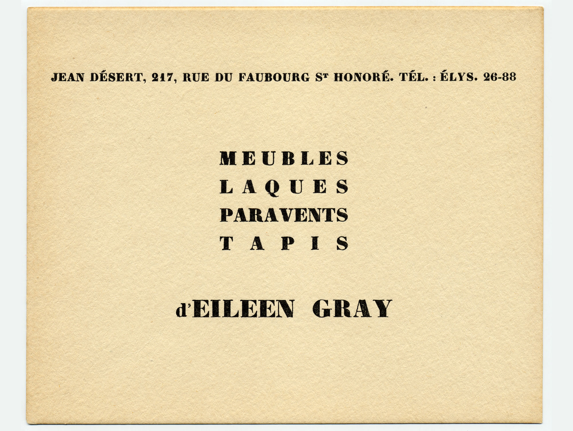 Eileen Gray - Carte Galerie Jean Désert
