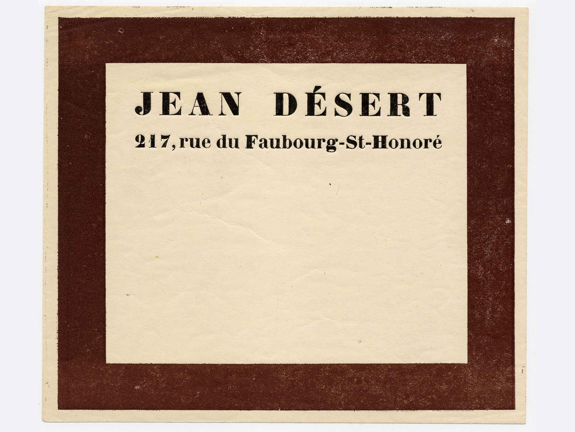 Eileen Gray - Étiquette Galerie Jean Désert, vers 1926