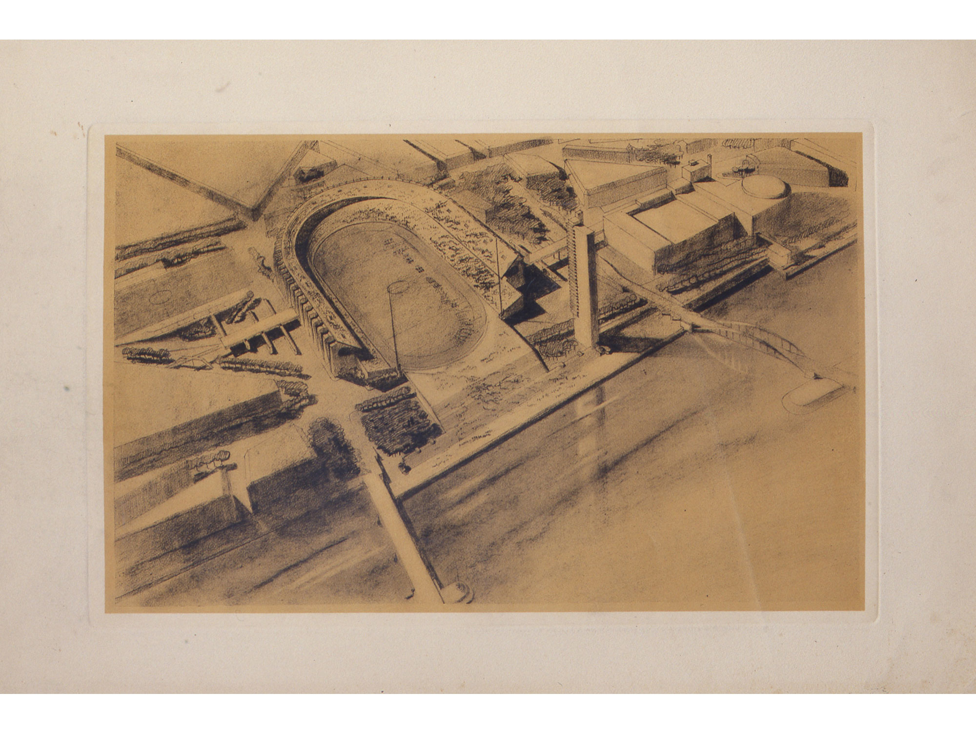 ROB. MALLET-STEVENS - Projet d’aménagement urbain et stade olympique pour l’Exposition Internationale de 1937, vers 1936