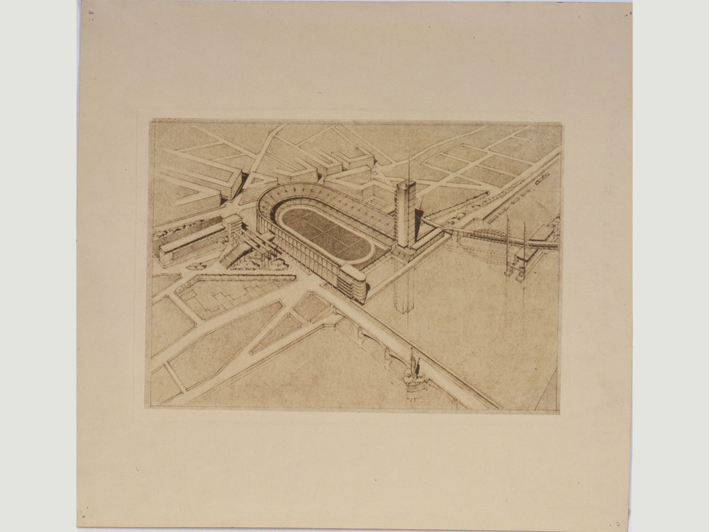 ROB. MALLET-STEVENS - Projet d’aménagement urbain et stade olympique pour l’Exposition Internationale de 1937, vers 1936