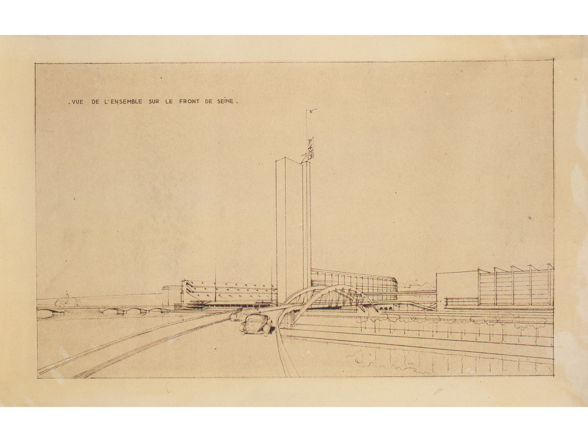 ROB. MALLET-STEVENS - Projet d’aménagement urbain et stade olympique pour l’Exposition Internationale de 1937, vers 1936